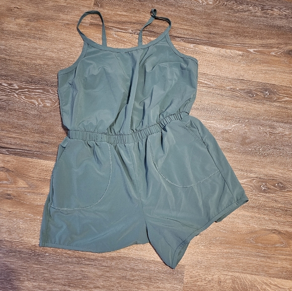 Teal Sleeveless Romper - Picture 2 of 5